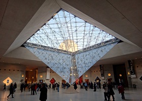 reversed pyramid of the louvre in paris